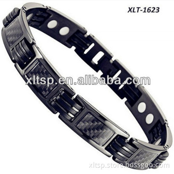 Black carbon fiber titanium magnetic rubber bracelet watches